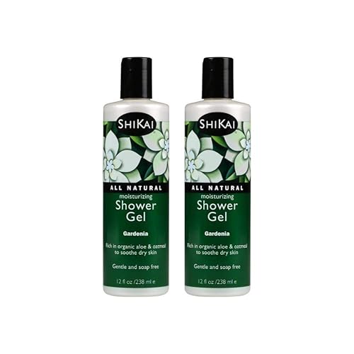 ShiKai Daily Moisturizing Shower Gel (Gardenia, 12oz, Pack of 2) | Gentle Formula | Aloe Vera & Oatmeal for Soft, Healthy Skin | Dry Skin Relief
