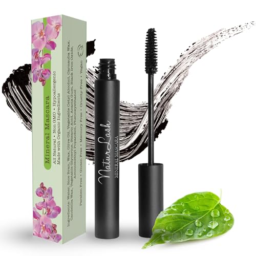 Fifth & Skin NATURLASH Natural Mascara (BLACK) Hypoallergenic for Sensitive Eyes - New Formula - New Packaging! Vegan - Cruelty, Gluten, Nut & Paraben