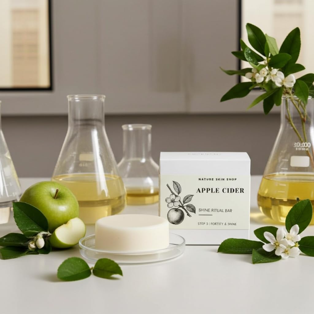 Nature Skin Shop Apple Cider Conditioner Bar - Four Ounces - Shine-Boosting Solid Conditioner for Detangling & Fighting Frizz - for Dull, Weighed-Down