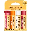 Burt's Bees Lip Balm - Pink Grapefruit, Mango, Coconut & Pear, and Pomegranate Pack, Lip Moisturizer With Beeswax, Tint-Free, Natural Origin