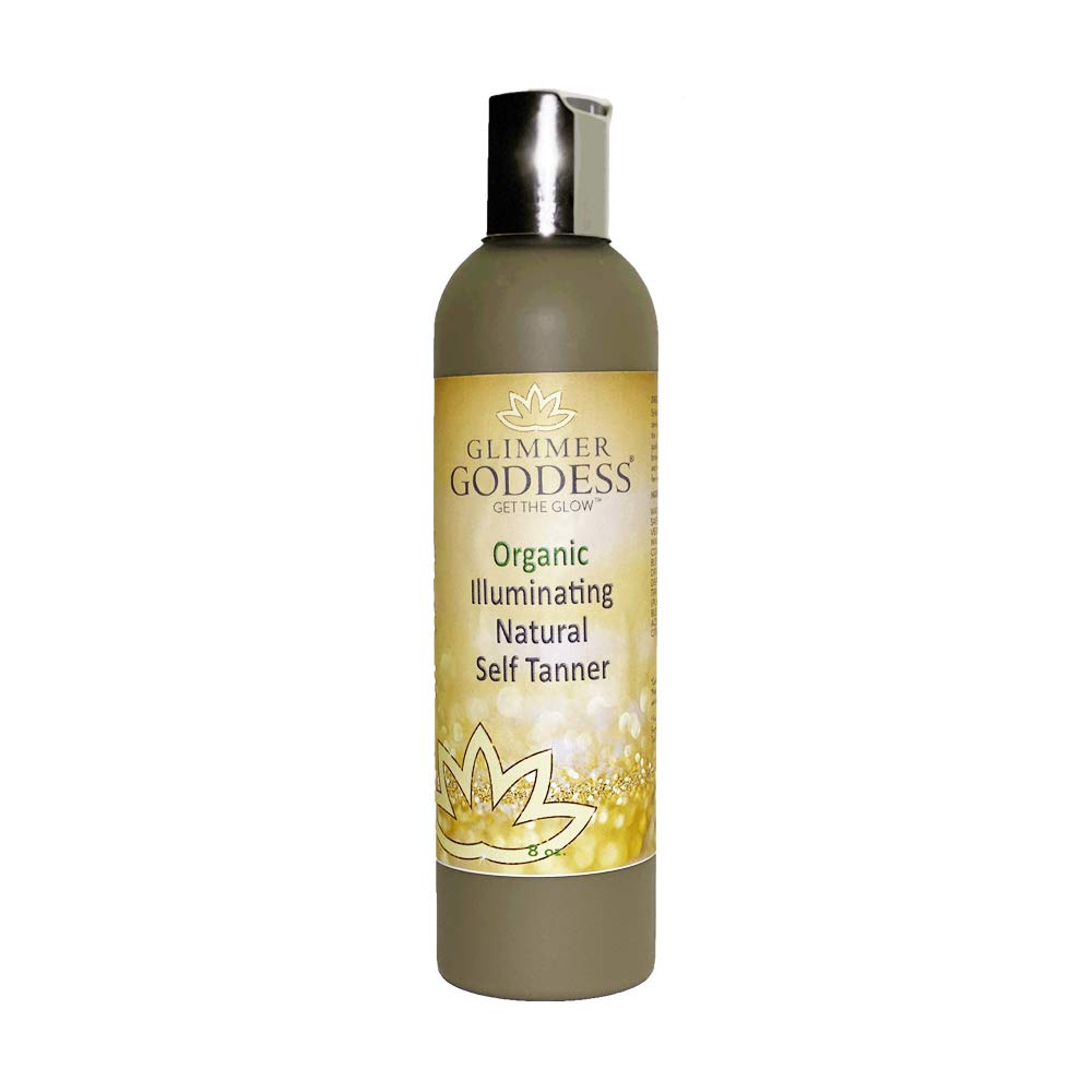 Glimmer Goddess Organic Self Tanner Lotion, Sunless Tanner Lotion - with Shea Butter, Avacado Oil & Almond - Regular, 8oz