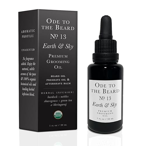 USDA Organic Beard Oil For Men, 3-in-1 Premium Grooming Oil with Argan Oil, Jojoba Oil, and More, For Beard Growth and Beard Wash - Ode To The Beard