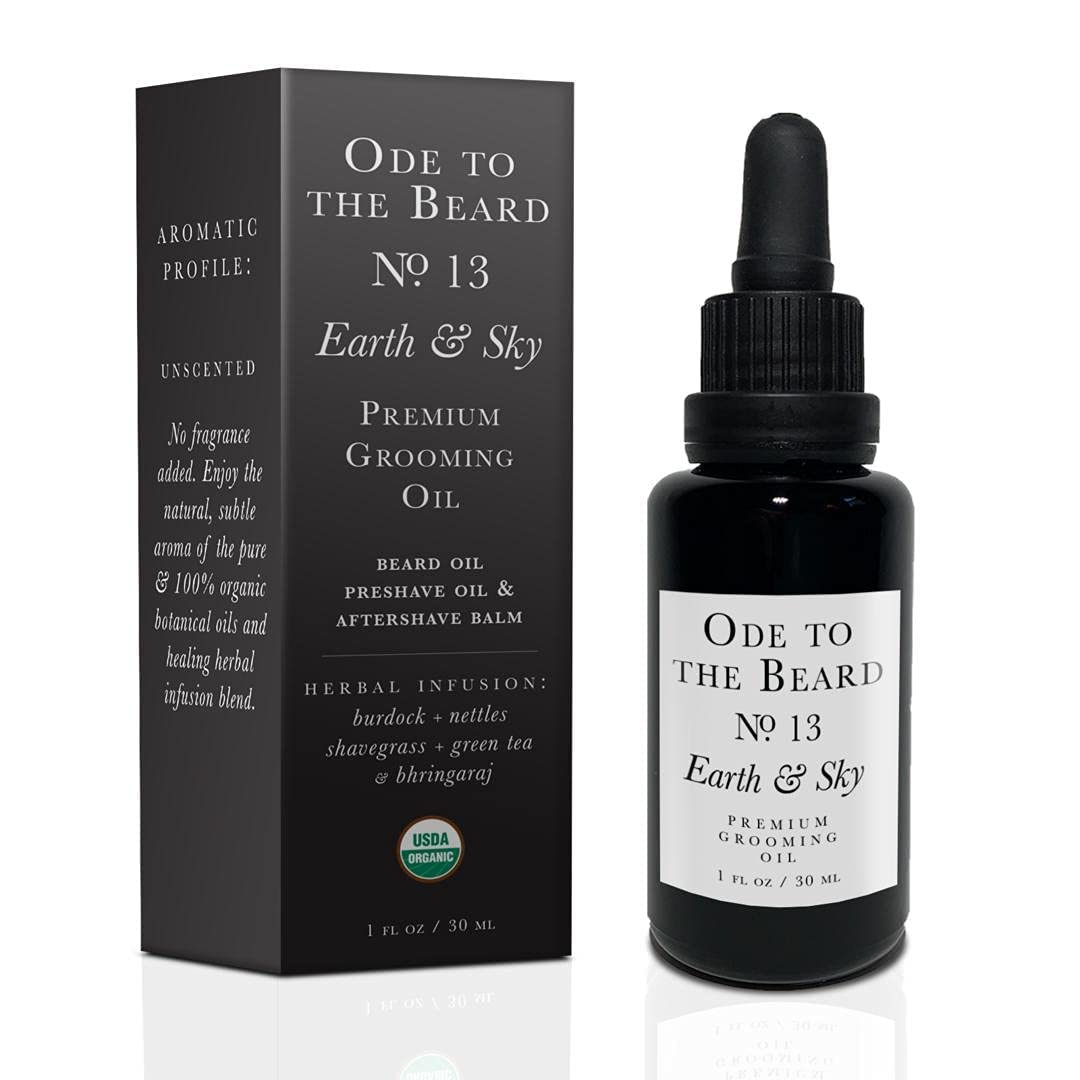 USDA Organic Beard Oil For Men, 3-in-1 Premium Grooming Oil with Argan Oil, Jojoba Oil, and More, For Beard Growth and Beard Wash - Ode To The Beard
