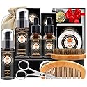 XIKEZAN Beard Kit for Men Care w/Beard Conditioner, Wash, Oil, Balm, Brush, Comb,Birthday Fathers Valentines Gifts for Men Him Dad Husband Boyfriend