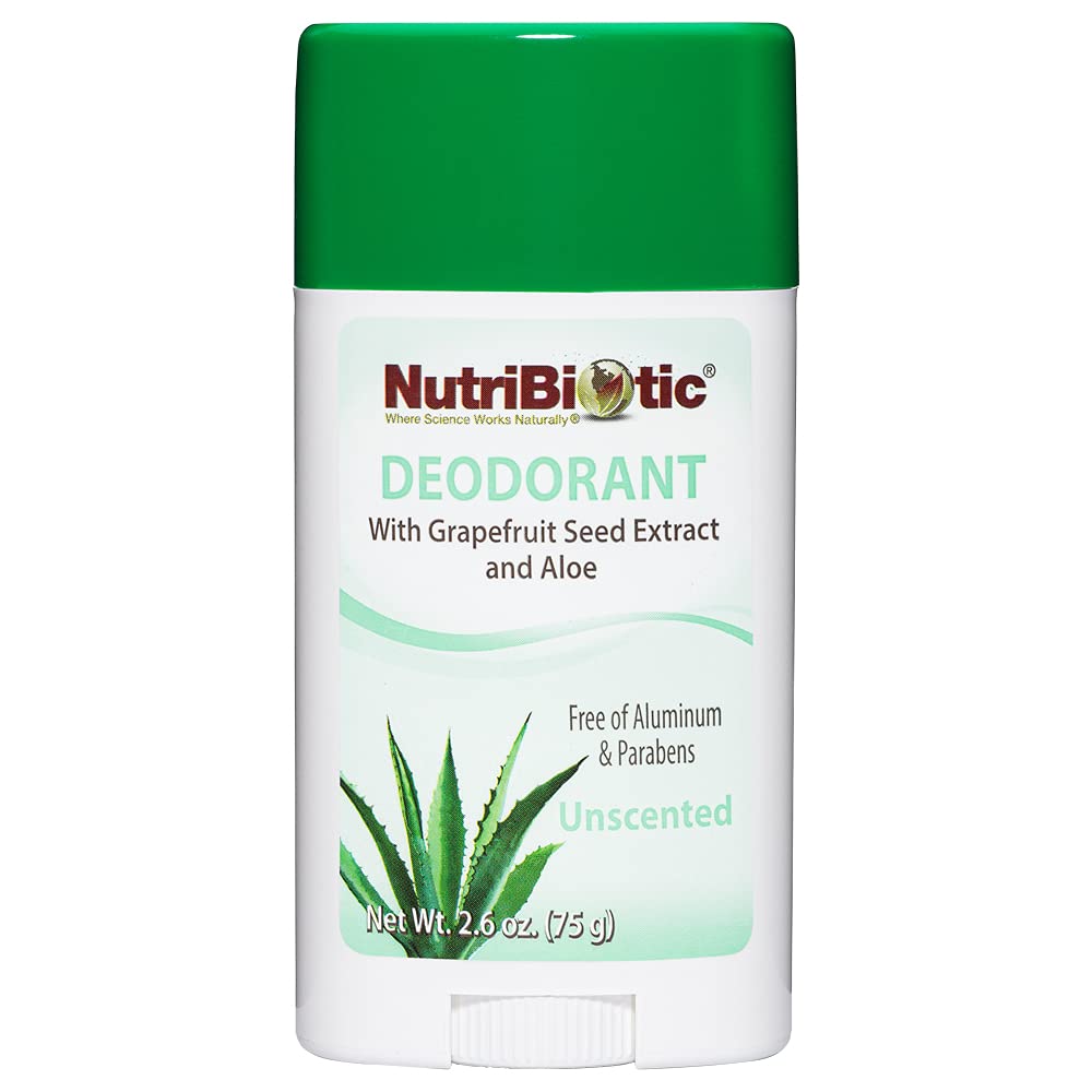 NutriBiotic Unscented Deodorant with GSE, 2.6 Ounce Stick | with Witch Hazel, Grapefruit Seed Extract & Aloe | Vegan & Free of Aluminum, Paraben