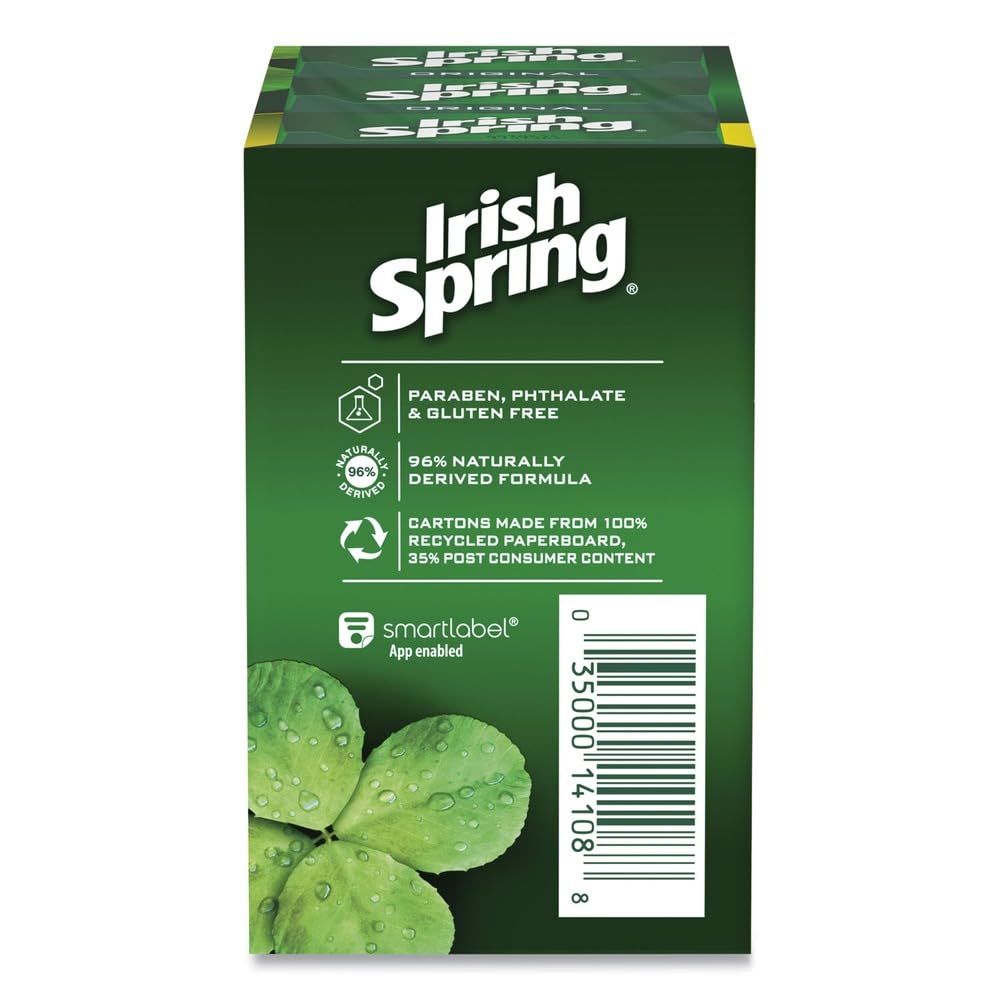 Irish Spring Original Deodorant Bar Soap, 11.25 Ounce - 3 per Pack - 18 Packs per case.