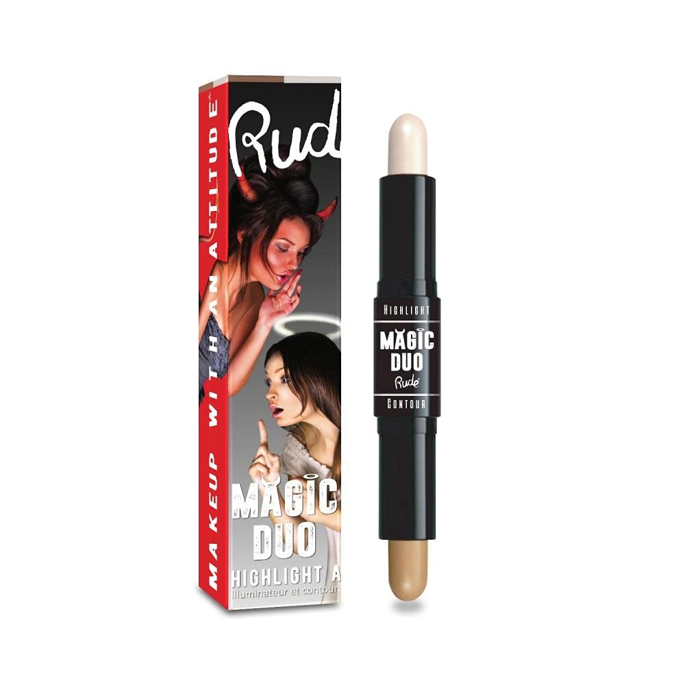 Magic Duo Highlight and Contour - Tan by Rude Cosmetics for Women - 2 x 0.15 oz Highlight and Contour