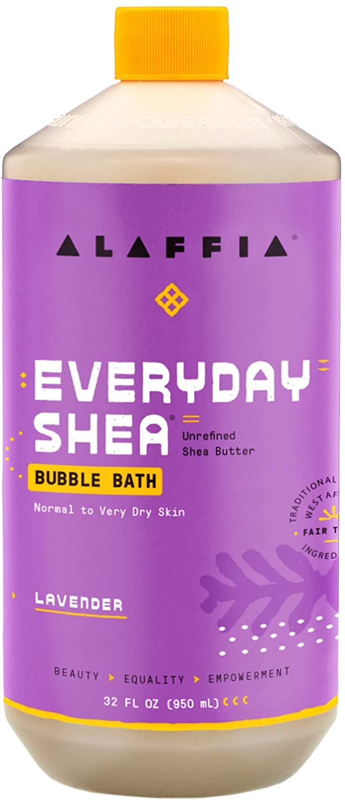 Alaffia Bubble Bath, Lavender 2-Pack - Long-Lasting Bubbles with Moisturizing Shea Butter, 32 Fl Oz