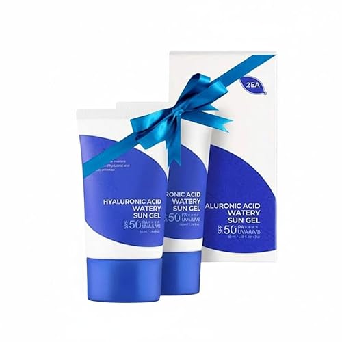 Hyaluronic Acid Watery Sun Gel SPF 50+ PA++++, Lightweight moisturizing Sunscreen with No White Cast,non-sticky UV Protection, 50ml - 2 Pack - Korean