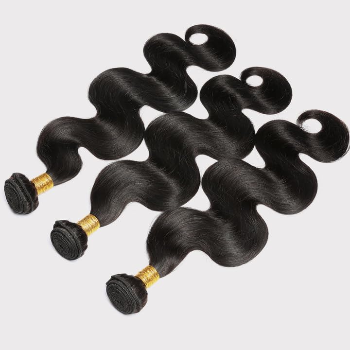 CSCHS 12A Human Hair Bundles 22 24 26 Inch Body Wave Bundles Human Hair 100% Unprocessed Brazilian Virgin Hair Quick Weave Extensions Natural Black Beauty and Personal Care CSCHS