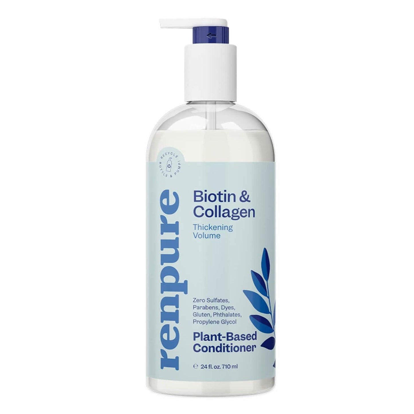 Renpure Plant Based Biotin and Collagen Thickening Volume Conditioner - Leaves Hair Looking Luscious - Gentle Formula - Dye, Cruelty and Paraben Free
