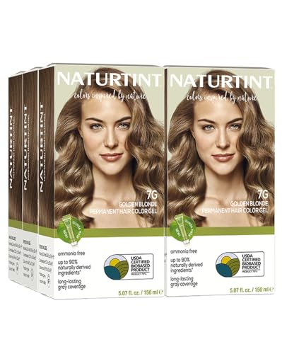 Naturtint 7G Golden Blonde Permanent Hair Color (Pack of 6), Ammonia Free, Vegan, Cruelty Free, up to 100% Gray Coverage, Long Lasting Results