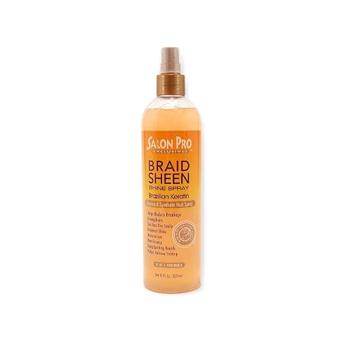 Salon Pro Braid Sheen Shine Spray 8 in 1 Formula 12 oz. / 355 ml (Brazilian Keratin)