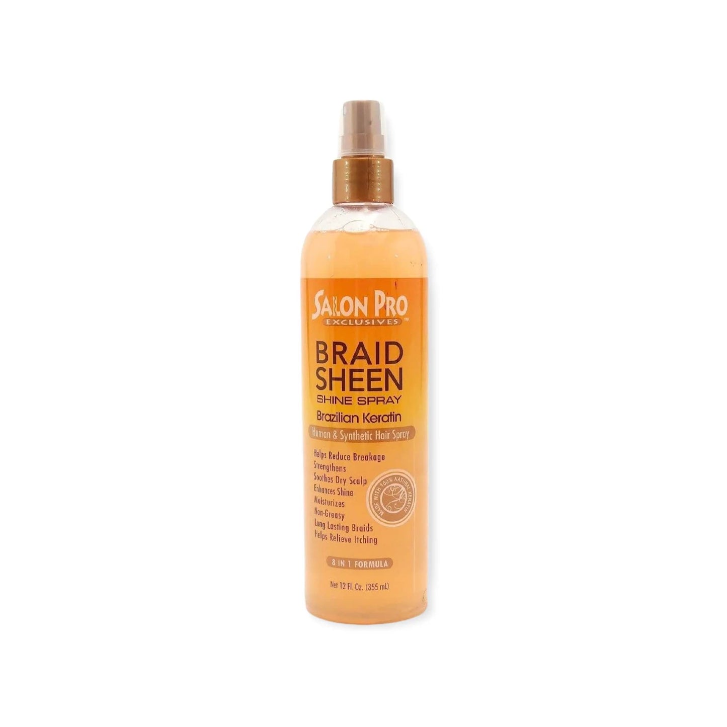 Salon Pro Braid Sheen Shine Spray 8 in 1 Formula 12 oz. / 355 ml (Brazilian Keratin)