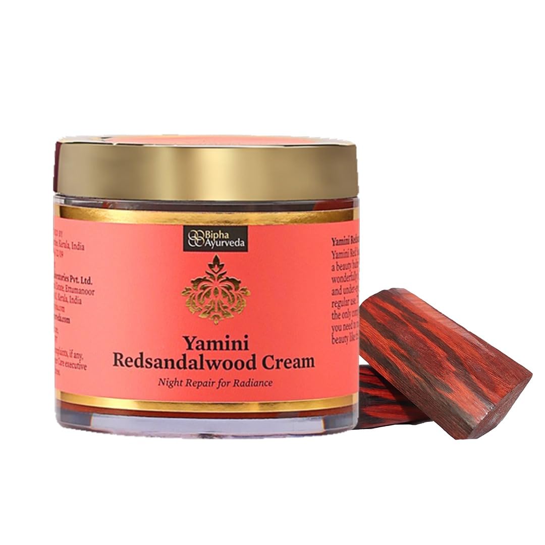 Bipha Ayurveda Yamini Red Sandalwood Face Night Cream With Vitamin E, Red Sandalwood Oil, Virgin Coconut, Almond And Lavender Oil For Flawless