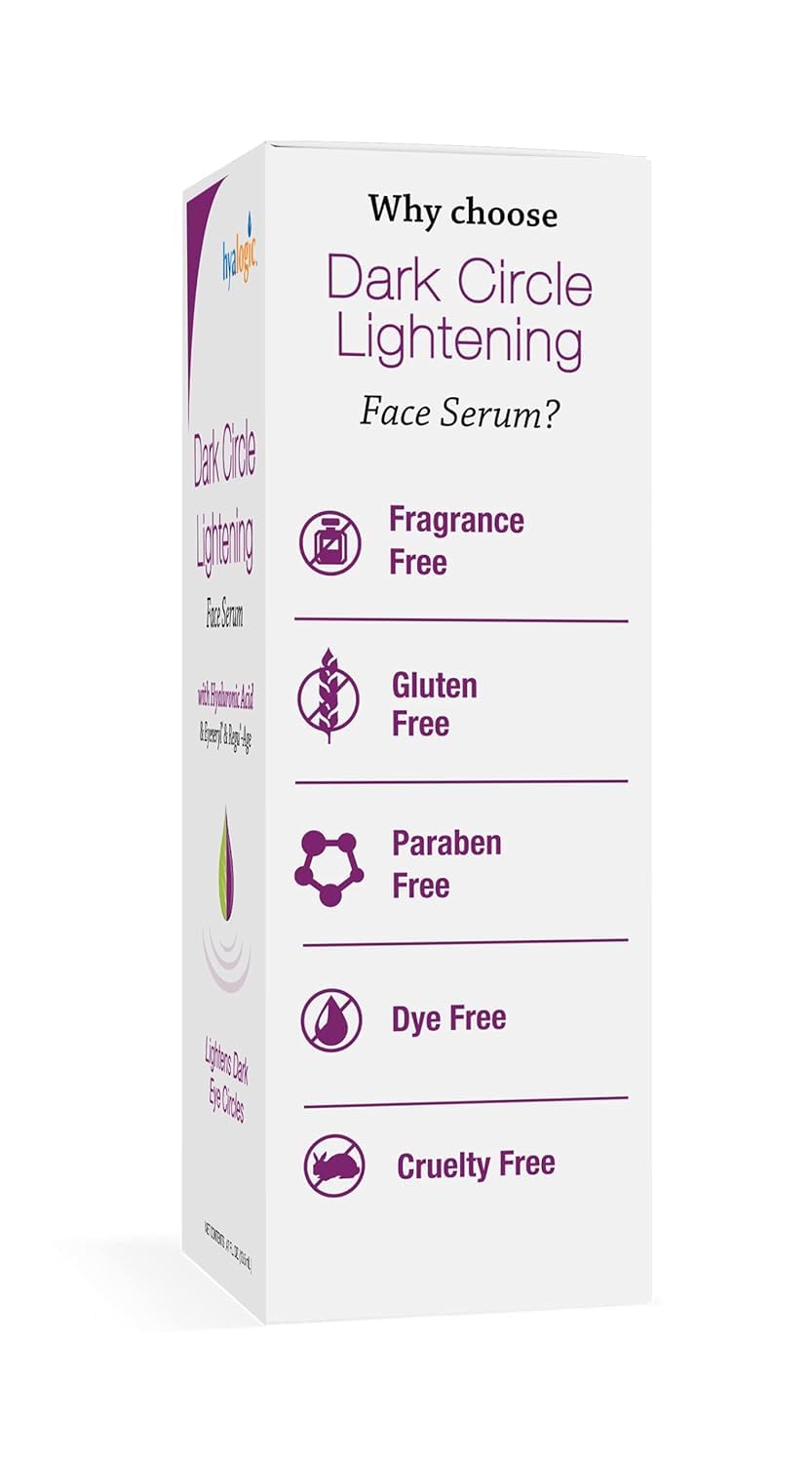 Hyalogic Dark Circle Lightening Face Serum - Treat Under Eye Dark Circles w/Hyaluronic Acid, Eveseryl & Regu-Age - Soothe, Nourish & Rejuvenate Skin