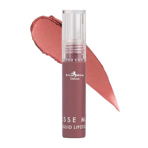 Italia Deluxe Pick 1 Mousse Matte Liquid Lipstick Comfortable Velvet Finish & Zipper Bag (190-07 : SIRENA, Full Size)