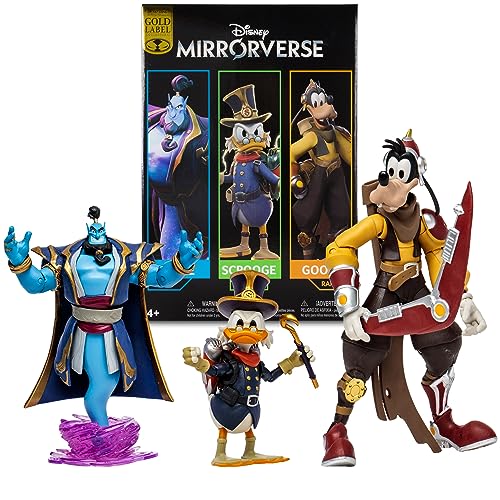 McFarlane Toys - Disney Mirrorverse Genie 5in Scrooge McDuck 5in and Goofy 7in, Action Figure 3pk, Gold Label, Amazon Exclusive