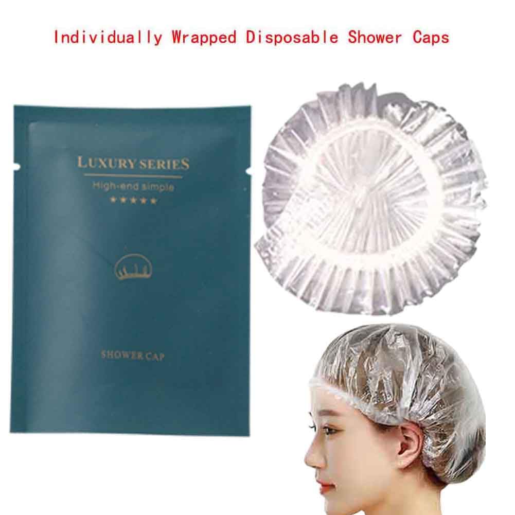 50Pcs Luxury Multipurpose Thick Disposable Shower Caps Individually Wrapped Beauty and Personal Care QiMontGiaGonp