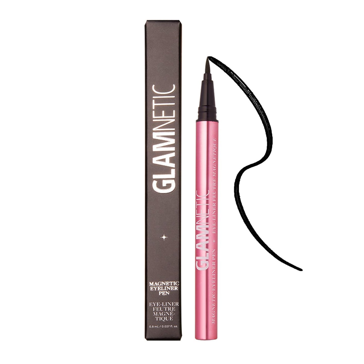 Glamnetic Felt Tip Magnetic Eyeliner Pen - Black 0.025 fl oz | Black Smudgeproof & Waterproof Eyeliner Pen, All-Day Hold for Magnetic Eyelashes