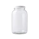 FastRack 1 Gallon Mason Jar with White Airtight Lid | Regular Glass Canisters with Airtight Lids | Large Mouth Glass Jar for Food Storage, Canning…