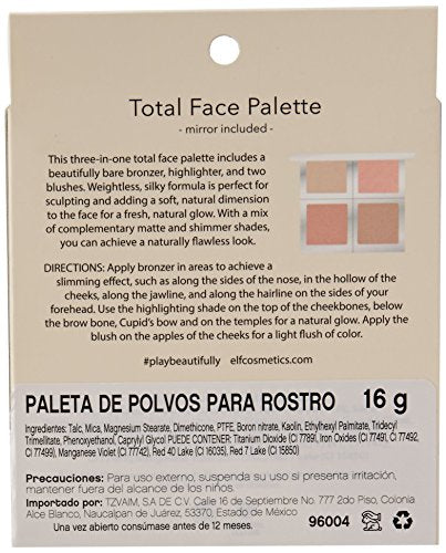 Elf 96004 Bb Total Face P Size .56 O Elf 96004 Beautifully Bare Total Face Palette 0.56oz