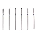 MZCMSL Cylinder Cuticle Drill Bits Set, 6pcs Round Top Russian Manicure Bits, 3/32 Shank efile Bit (Medium)