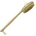 Dry Skin Body Brush 16"- Natural Bristle - For Dry Brushing - Detachable Handle -Removes Dead Skin & Toxins, Helps Cellulite, Lymphatic Functions