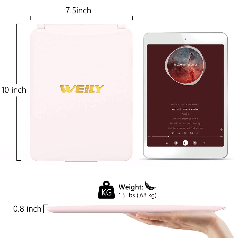 WEILY Makeup Mirror with Lights, 2000 mAh USB Rechargeable Lighted Makeup Mirror, Touch Screen 3 Colors Adjustable 72 LED Lights Compact Travel