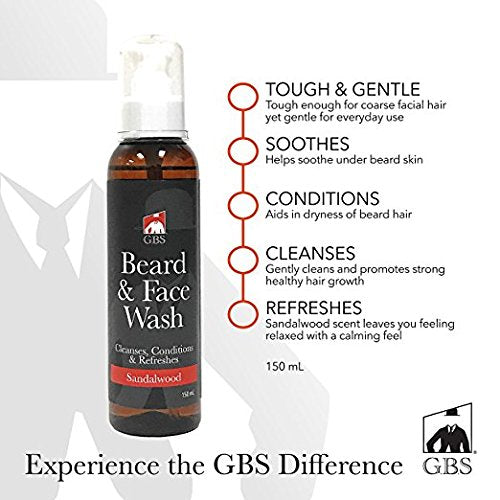 G.B.S Sandalwood Beard Essentials, Doppler Travel Bag, Balm, Oil, Trimming Shears, Wood Pick, Shaping Comb, Vitamin and Minerals Beauty and Personal Care G.B.S