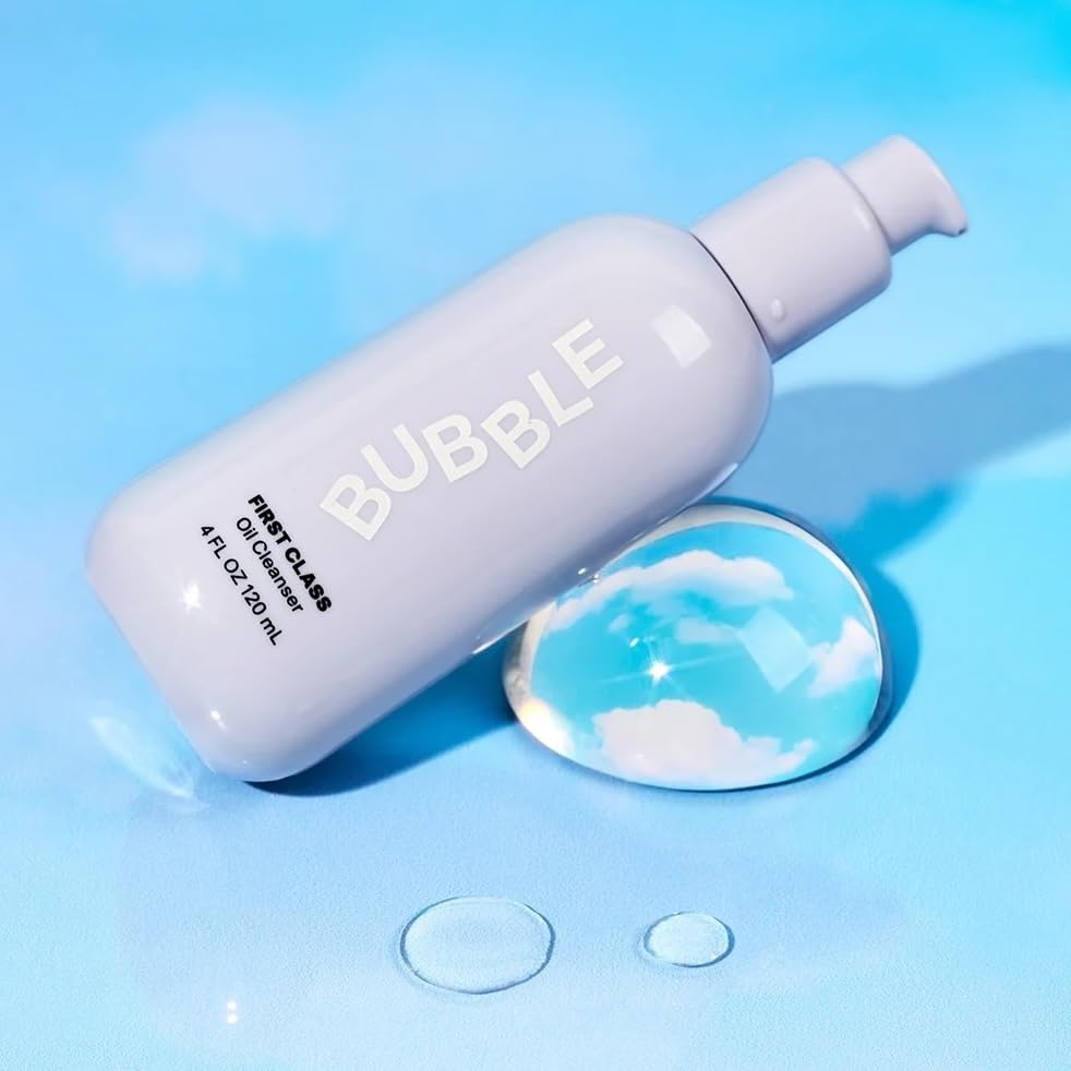 Bubble Skincare First Class Face Oil Cleanser - Facial Cleansing Oil + Makeup Remover Enriched with Rosehip Seed Oil + Sunflower Seed Oil to Nourish +