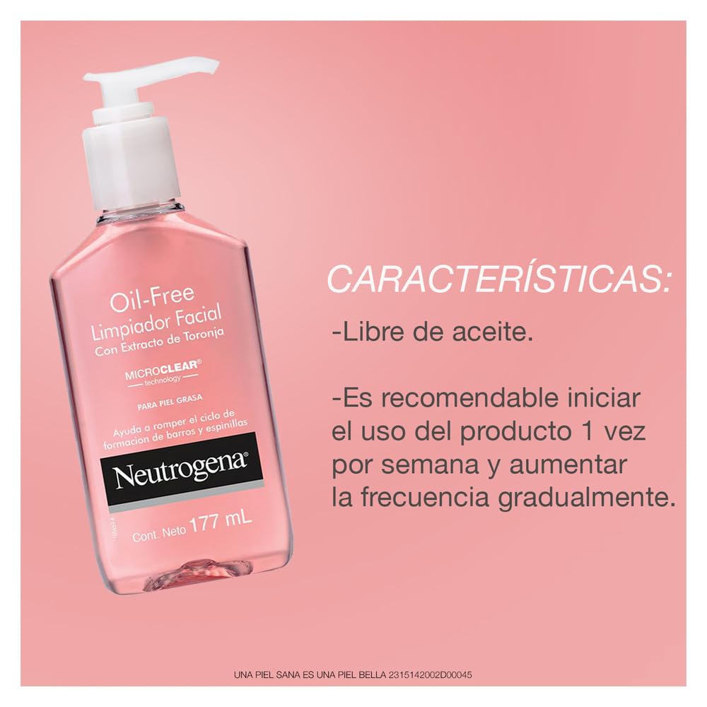 Neutrogena Oil-Free Pink Grapefruit Pore Cleansing Acne Wash and Daily Liquid Facial Cleanser with 2% Salicylic Acid Acne Medicine and Vitamin C, 6