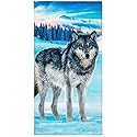 Gray Wolf Beach Towel 30 x 60 inch 100% Cotton (30" x 60", Lone Wolf)