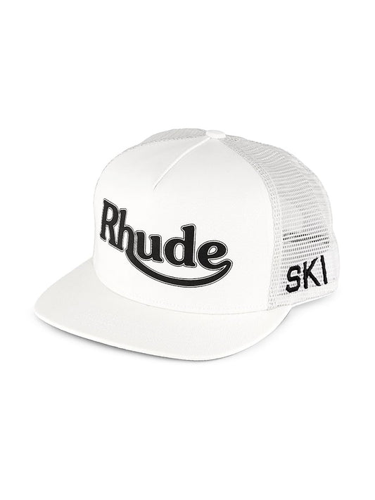 Rhude, Ski Logo Trucker Hat, White Black
