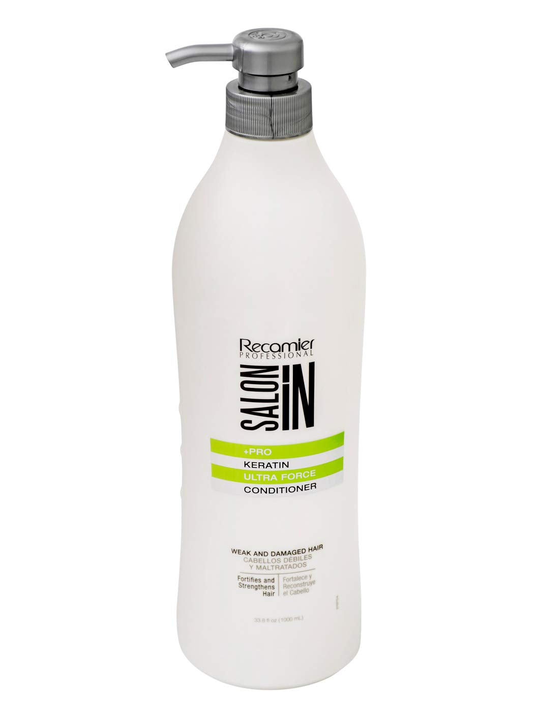 Salon In by Recamier | Keratin Ultra Force Hair Shampoo and Conditioner Set (33.8 fl oz / 1000 ml) | Repair & Strength