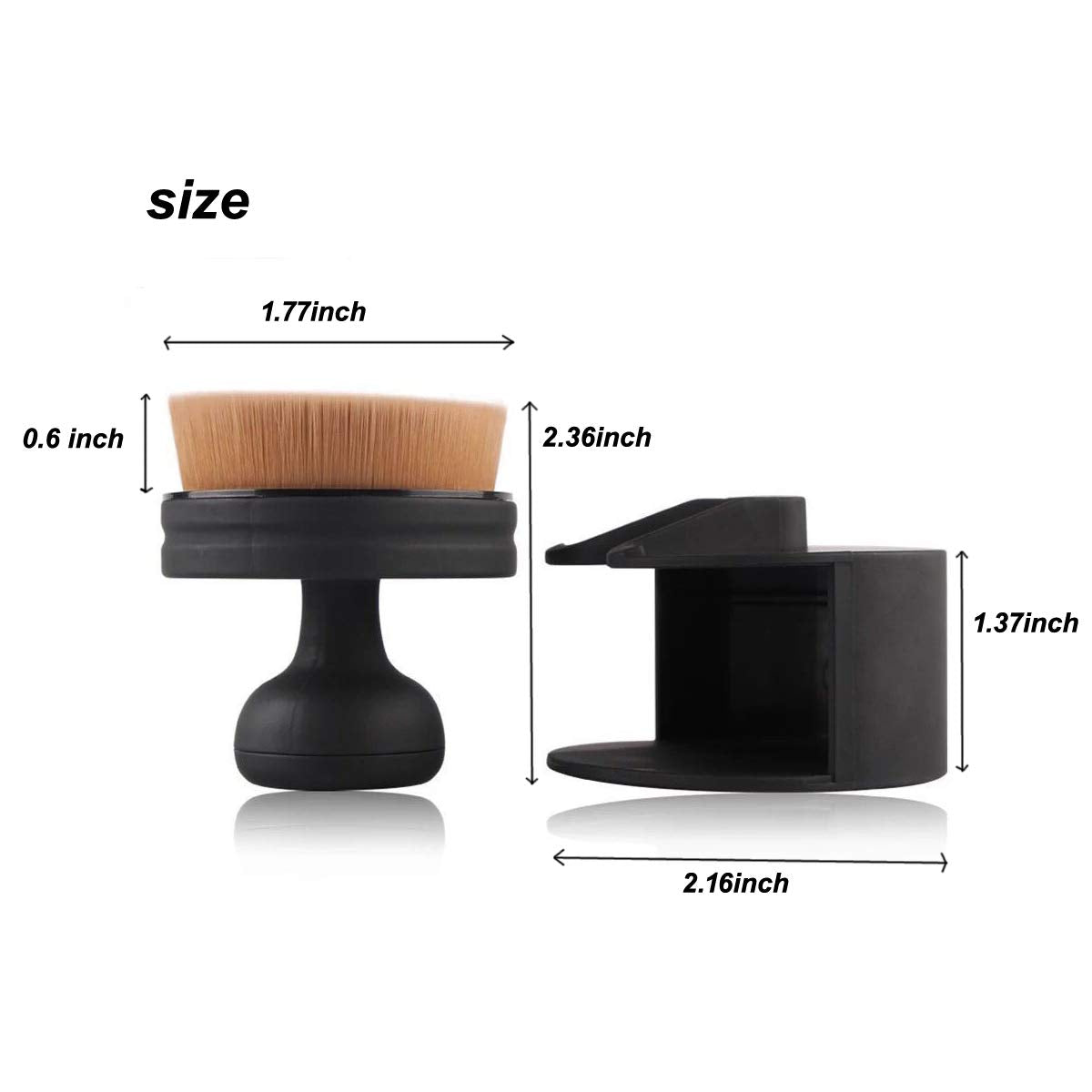 Flat round shaped Foundation Makeup Brush, Kabuki Liquid Foundation Brush Portable Cosmetic Brush Large Full Coverage Face Body Makeup Brush