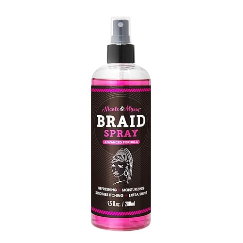 Nicole & Alyssa - Braid Spray 9.5oz - for BOHO Braids, Twists, Locs, Box Braids, Knotless Braids, Cornrows - Braid Sheen, Refreshing, Moisturizing