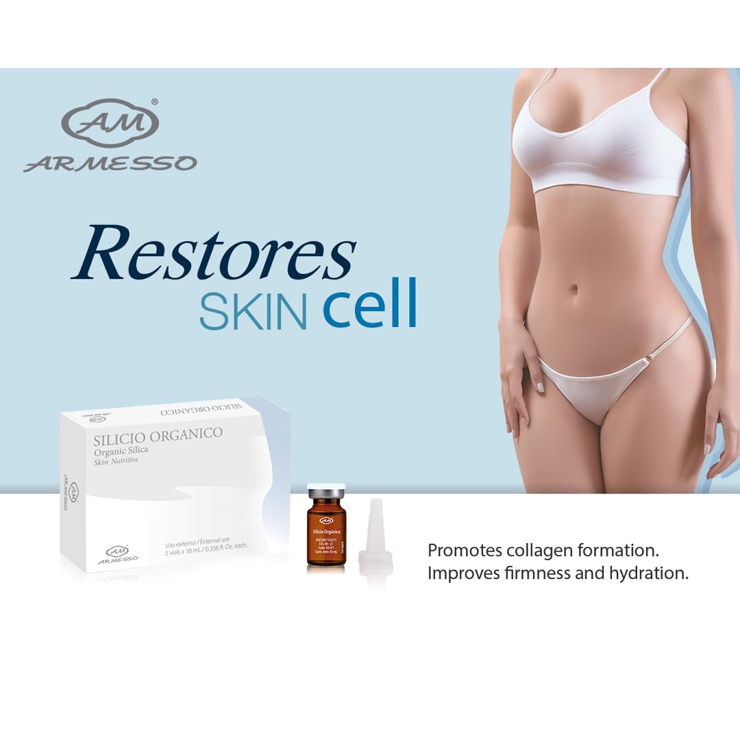 AM Armesso | Organic Silica NF - Skin Rejuvenation & Collagen Support Serum | With Organic Silica 0.5% | For Professional Use Only | 5x10mL Vials