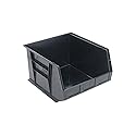 Quantum QUS270 Plastic Storage Stacking Ultra Bin, 18-Inch by 16-Inch by 11-Inch, Black Recycled, Case of 3