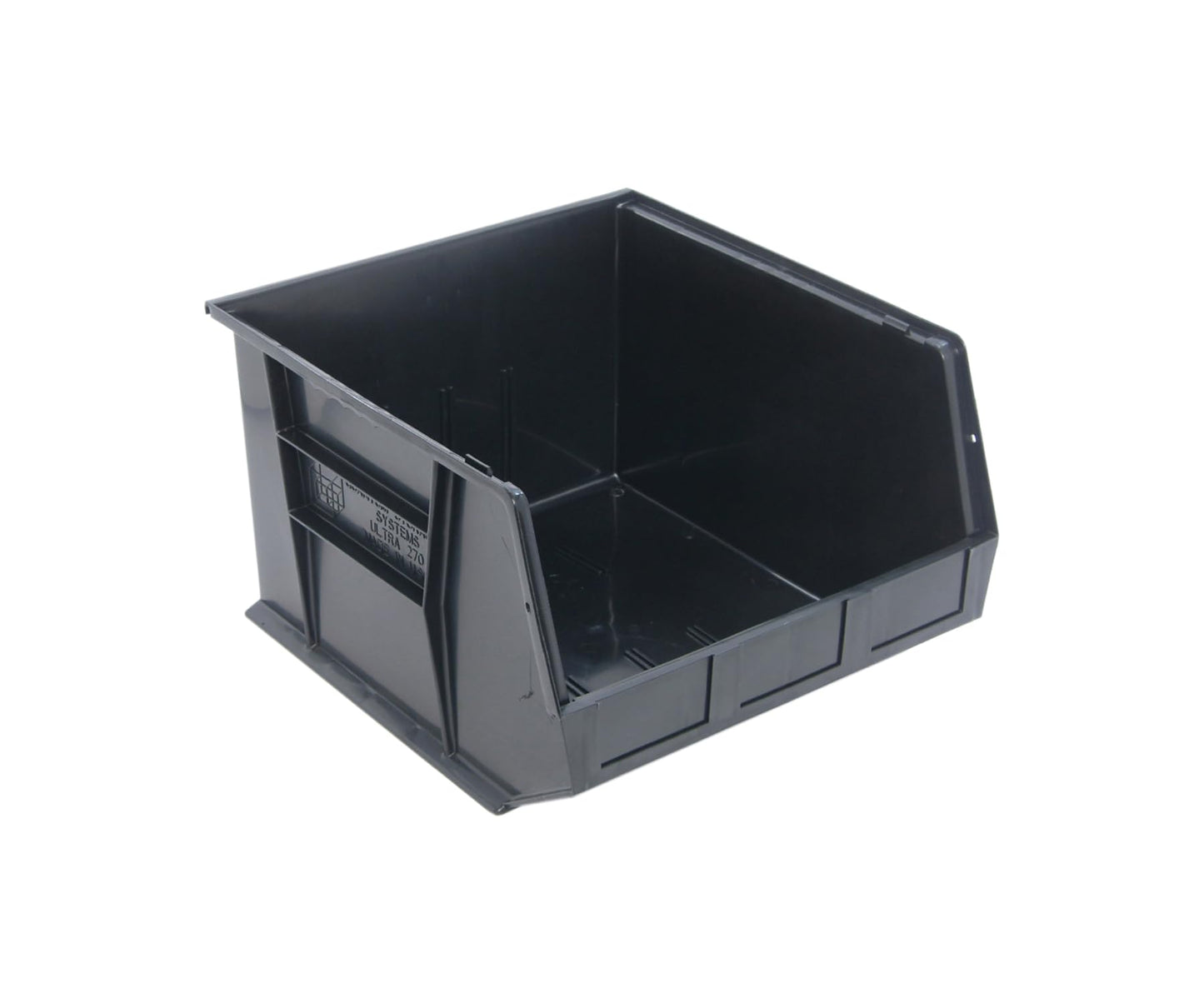 Quantum QUS270 Plastic Storage Stacking Ultra Bin, 18-Inch by 16-Inch by 11-Inch, Black Recycled, Case of 3
