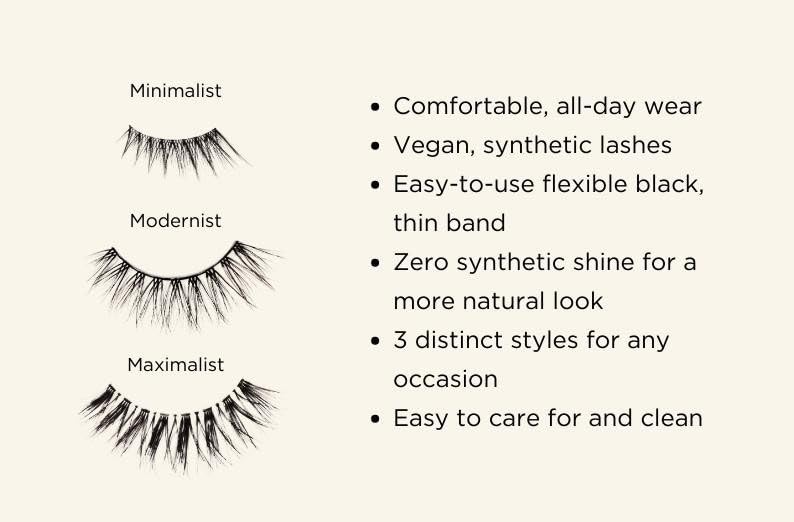 HALEYS Re-ady Weightless Vegan Lashes (Minimalist), Lightweight & Comfortable All-Day Wear, Made with Synthetic Fiber, Reusable Strips, Easy to Apply