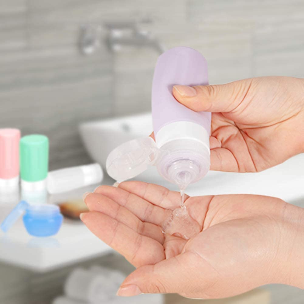 Travel Bottles Kit, TSA Approved Leak Proof Portable Toiletry Containers Set, Clear PET Flight Size Cosmetic Containers for Lotion, Shampoo