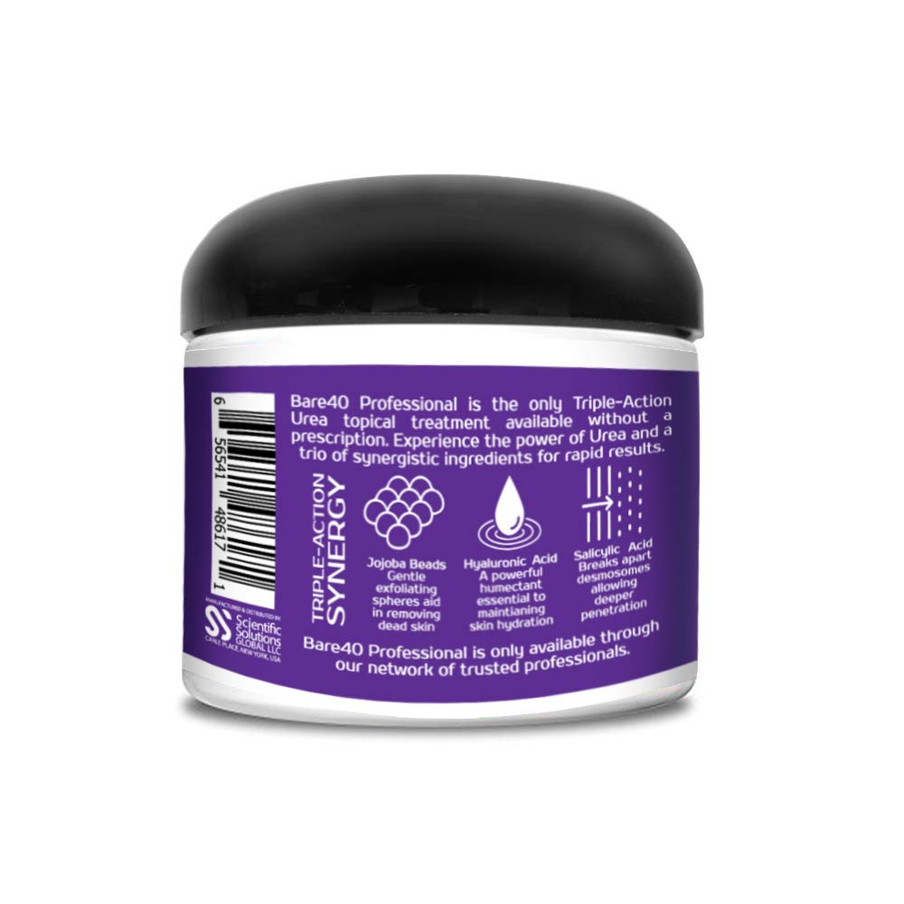 BARE 40 PRO 40% Urea Gel with 2% Salicylic Acid, Hyaluronic Acid, Tea Tree Oil & Aloe Vera - Exfoliating & Hydrating Foot and Body Gel for Dry, Rough