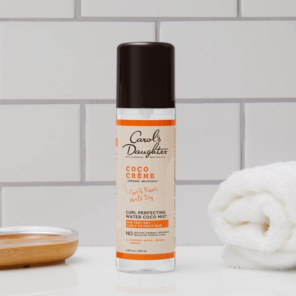 Carol's Daughter Coco Creme Curl Perfecting Water Mist 8.4oz – Coconut Water Curl Refresher & Activator, Silicone & Paraben Free, Very Dry Curly Hair