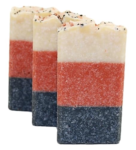 Traverse Bay Bath and Body,Three salts all natural handmade cold process bar soap, essential oil soap. 3 bar pack 16 + oz. Made in the USA