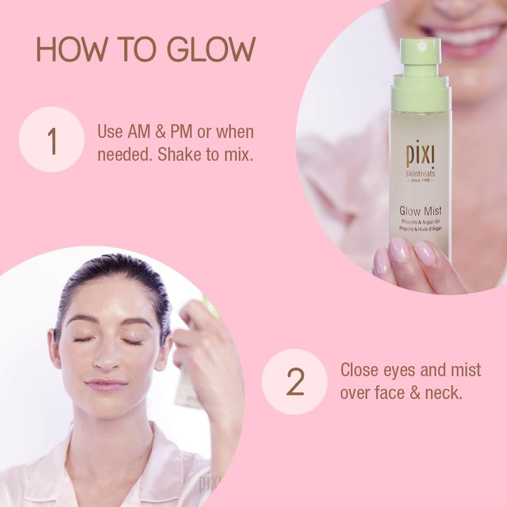 Pixi Beauty Glow Mist | All-Over Mist For Luminous Complexion | Set & Refresh Makeup | Hydrate Skin With 21 Natural Oils | 2.70 Fl Oz