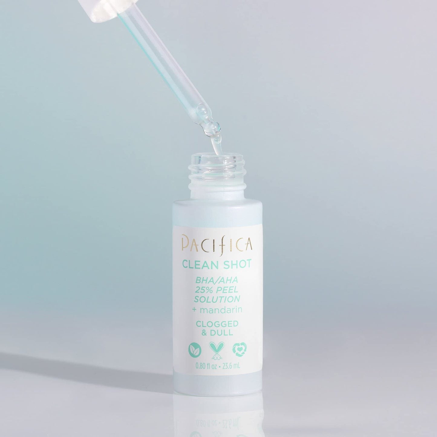 Face Serum by Pacifica - Clean Shot AHA-BHA 25% Peel Solution with Glycolic & Salicylic Acid - Exfoliating Facial Peel with Willow Bark, Turmeric