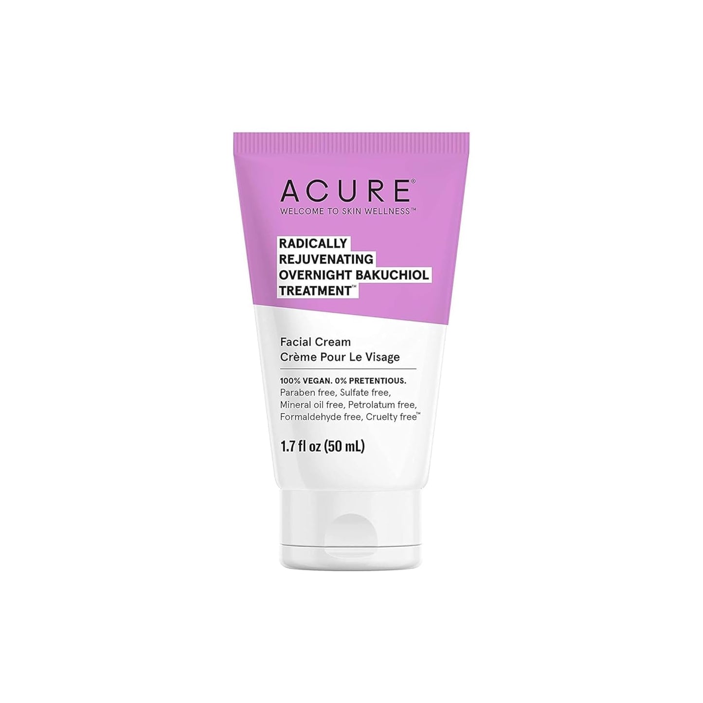 Acure Radically Rejuvenating Bakuchiol Facial Cream - Plant Squalane Retinol Alternative for Overnight Skin Treatment- Vegan Plant-Based Extract