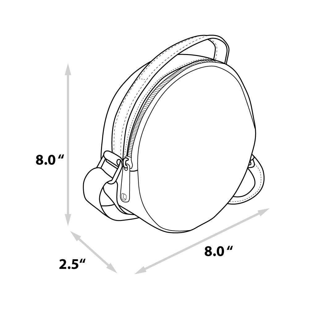 Nickelodeon Bag, Crossbody, Round, Invader Zim Piggy Close Up Applique with Embroidery, Pink, Vegan Leather