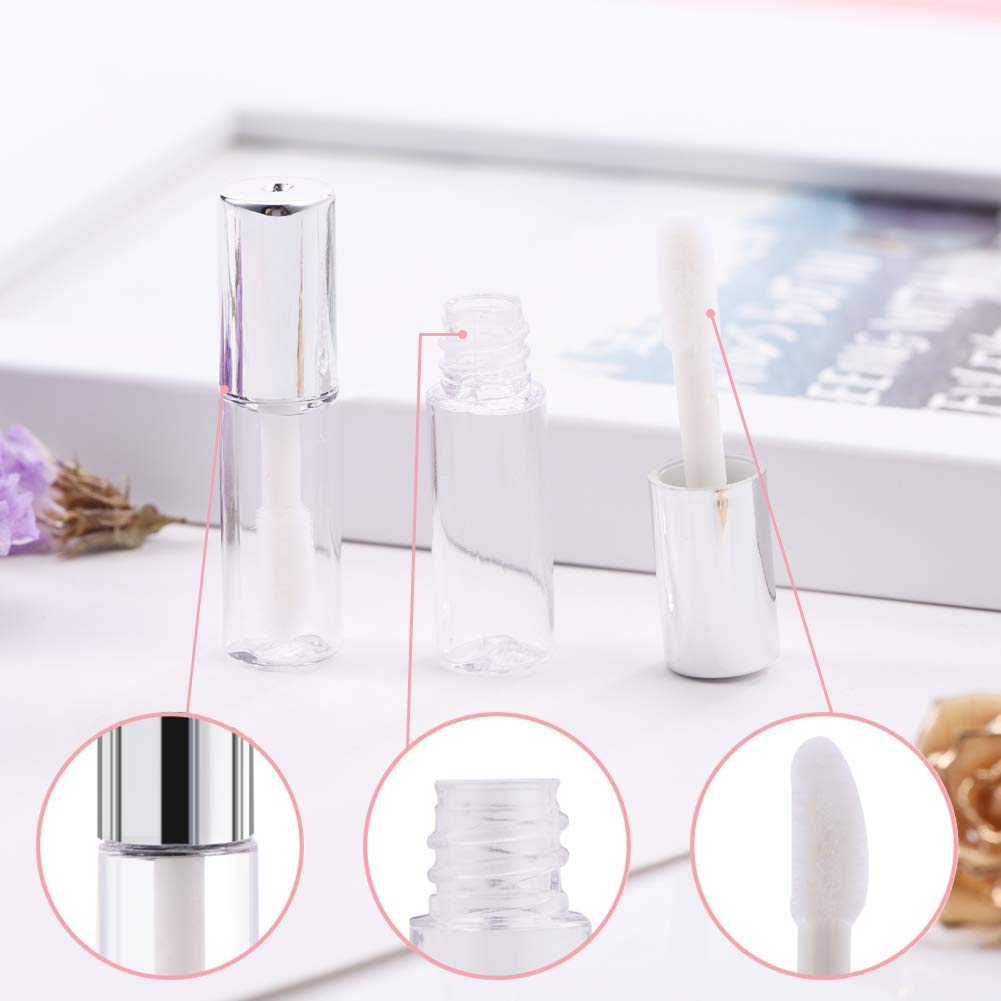 Yosoo 45Pcs Reusable Lipstick Bottle, 1.2ML Empty Lip Gloss Tubes Clear Mini Handmade Containers for Lip Balm DIY Cosmetic Storage Travel Use